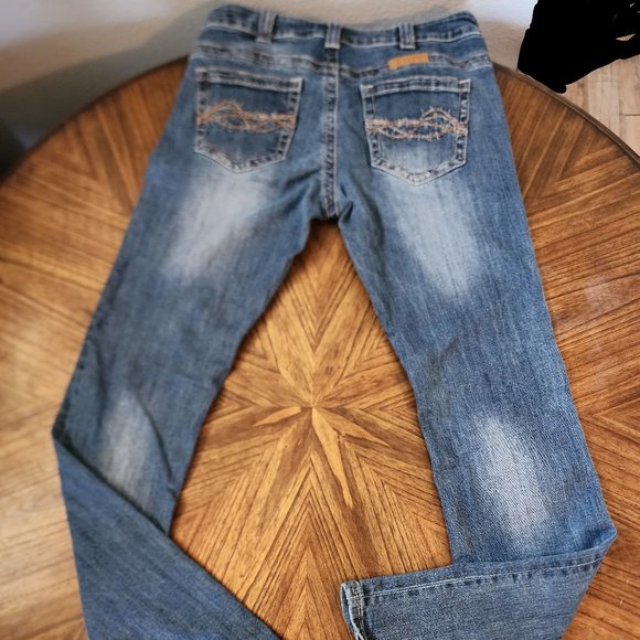 CowGirl Tuff Jeans W 29 L 35 *Like New* "Dark Don't Fence Me In" - Picture 2 of 15